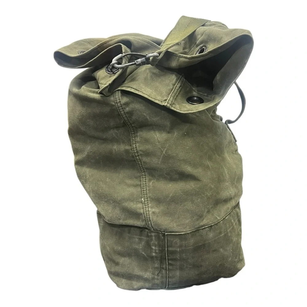 🎒 Vintage Military-Style‎ Canvas Rucksack Backpack | Olive Drab